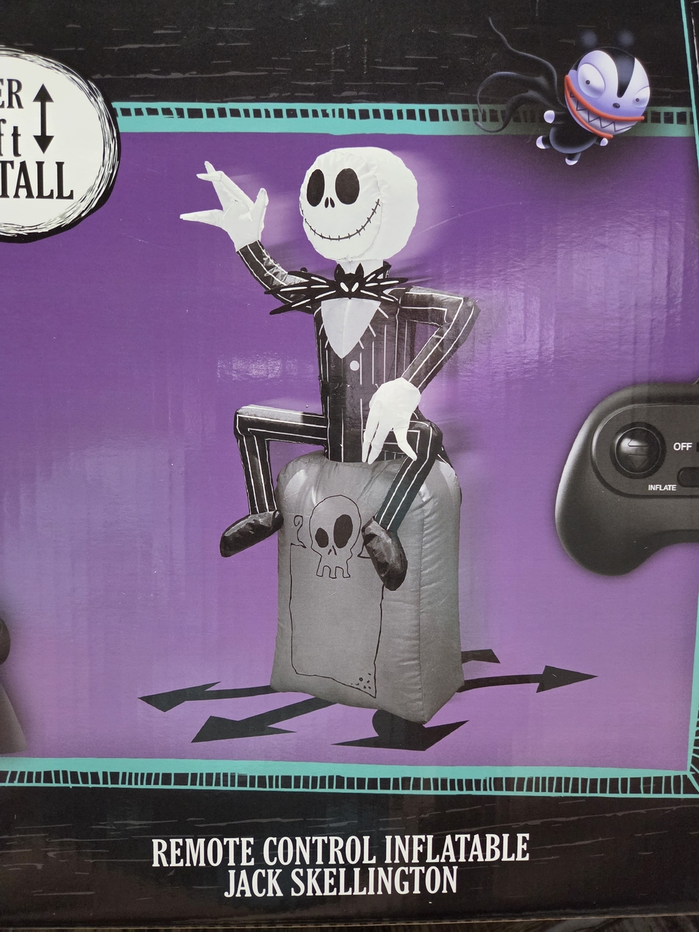 New Inflatable Jack Skellington Remote Control Decoration - Black, White, Gray